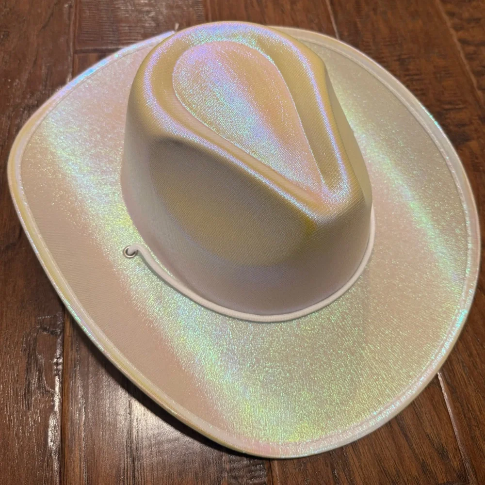 Whote Iridescent White Cowboy Hat